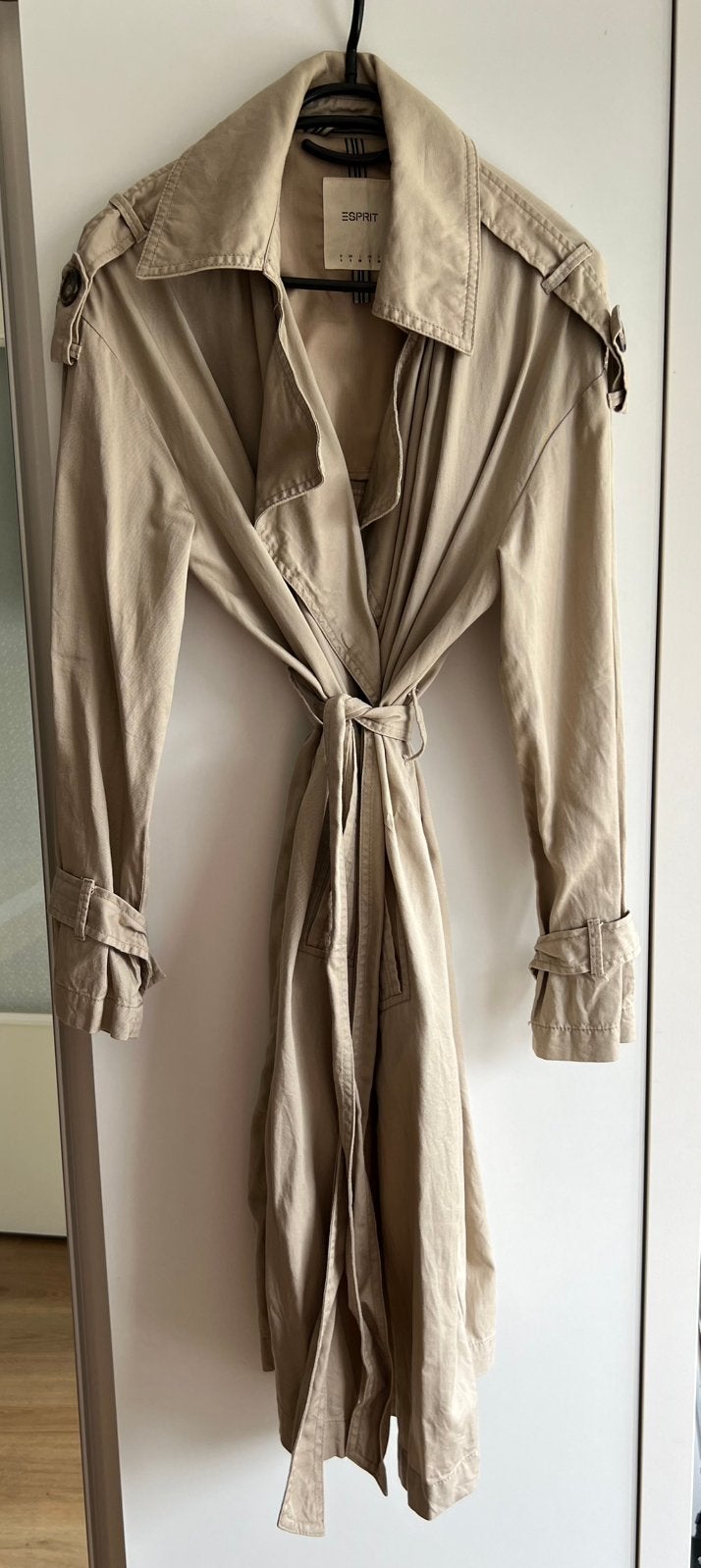 Maat M 🧥 Esprit trenchcoat katoen cos zara mango merk, Ophalen of Verzenden, Zo goed als nieuw, Maat 38/40 (M), Beige