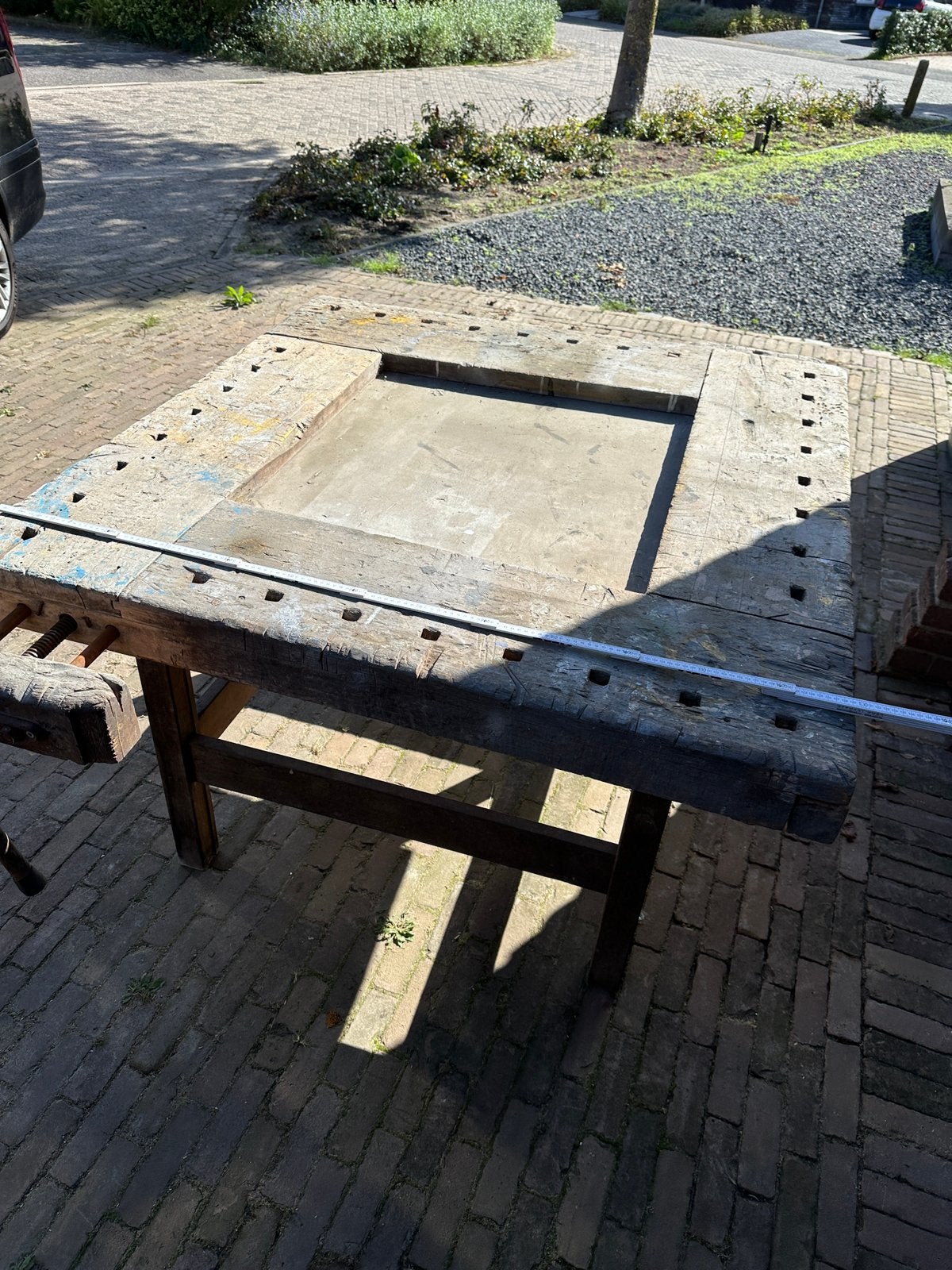 Authentieke werkbank, Ophalen, Zo goed als nieuw, 120 tot 170 cm, Bankschroef