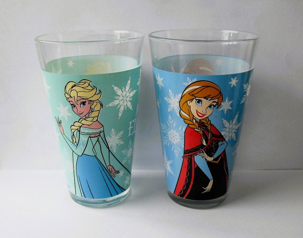 Frozen Glazen Anna en Elsa Disney, Ophalen of Verzenden, Overige figuren, Zo goed als nieuw, Servies