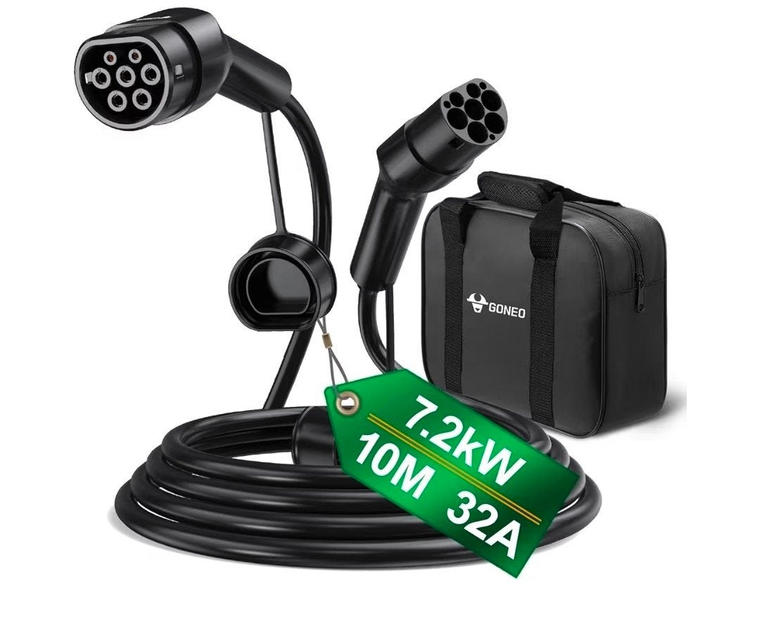 GONEO Type 2 Laadkabel 7,2kW 10M 32A 1-Fase EV/PHEV Nieuw, Verzenden
