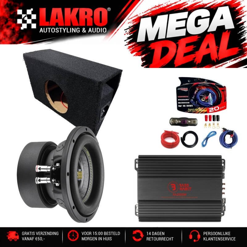 8 inch Pack 10 - LAKRO - subwooferpakket - 500 watt RMS, Auto diversen, Niet ingevuld, Niet ingevuld, Niet ingevuld