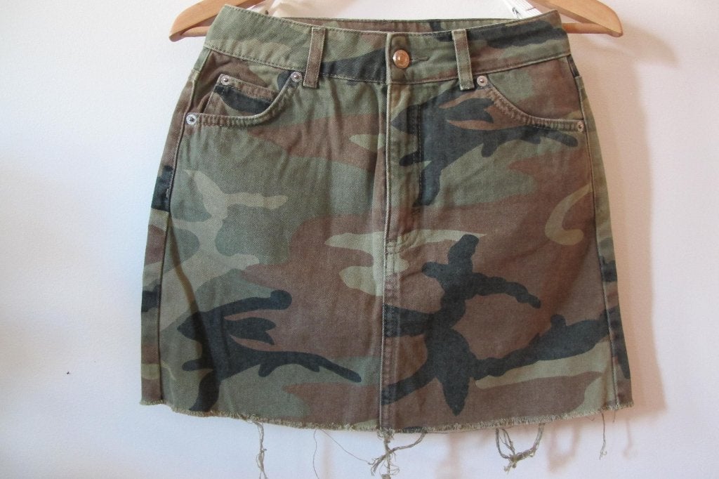 Camouflage denim skirt (TOPSHOP), Topshop, Ophalen of Verzenden, Maat 34 (XS) of kleiner, Gedragen