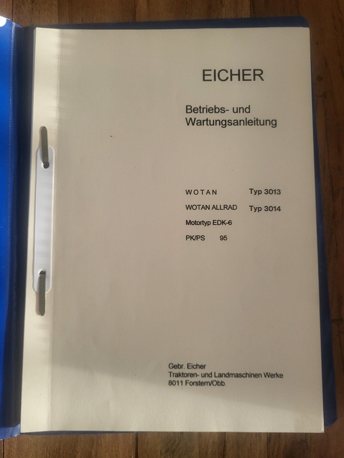 Eicher WOTAN 3013 3014 Betriebs- und Wartungsanleitung, Ophalen of Verzenden