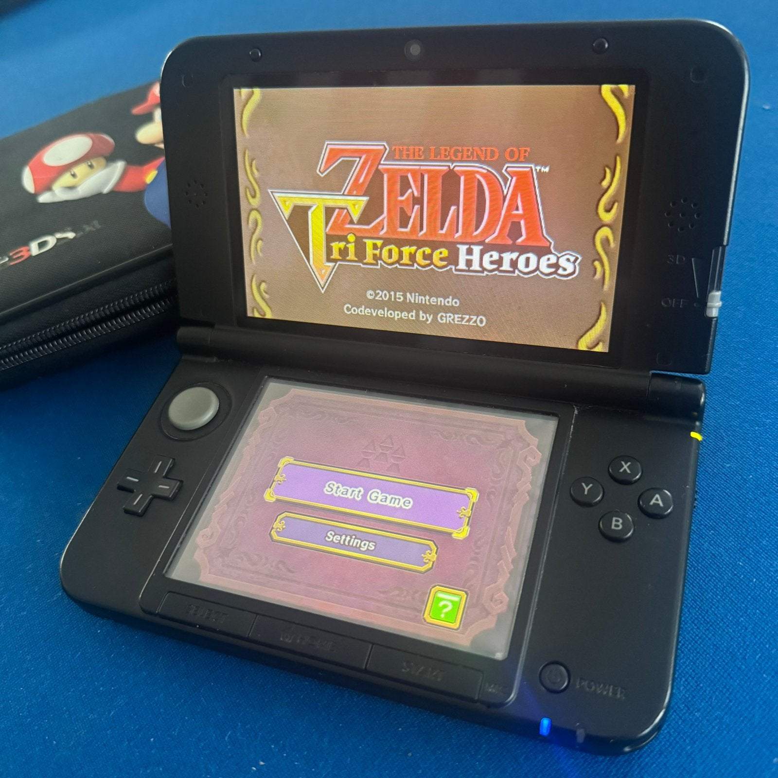 Nintendo 3DS XL Blauw 64 GB SD, hoesje, stylus, oplader, Met games, Gebruikt, Blauw, 3DS XL