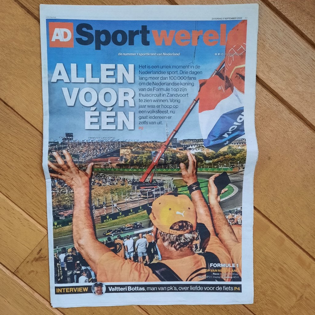 AD Sportwereld Formule 1 zaterdag 3 september 2022, Ophalen of Verzenden, Zo goed als nieuw, Formule 1