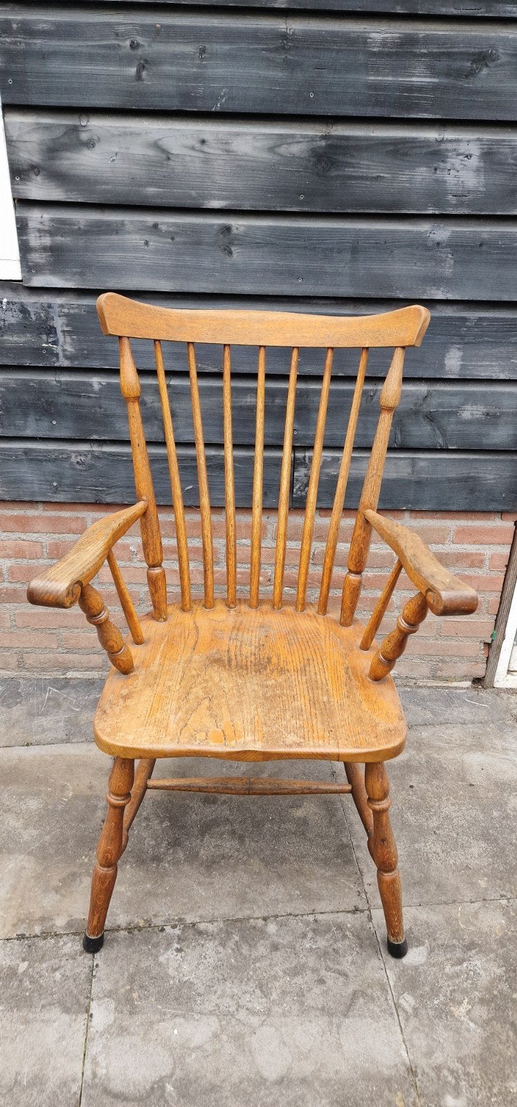 Vintage houten Windsor stoel met armleuningen, Ophalen