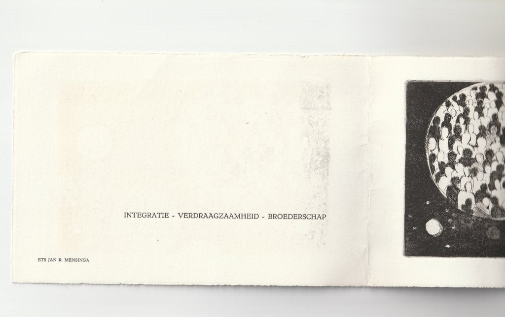 Jan Roelf Mensinga originele ets in kaartvorm, Verzenden, Ets, 1950 - 1999
