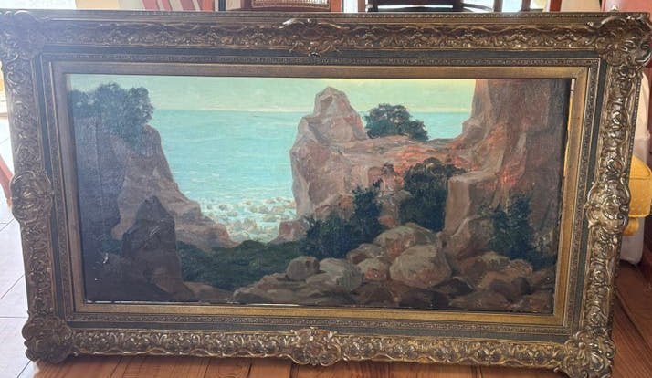 Willem Witjens • Olieverfschilderij : Rotskust met ruige zee, Antiek en Kunst, Ophalen of Verzenden