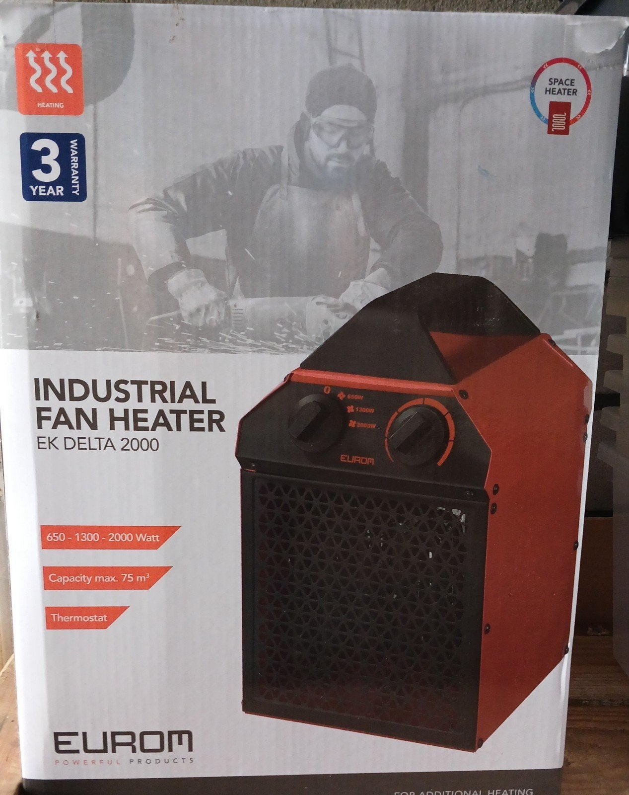 Eurom EK Delta 2000 Industriële Ventilatorkachel, Ophalen of Verzenden, Minder dan 60 cm, Kachel, 30 tot 80 cm