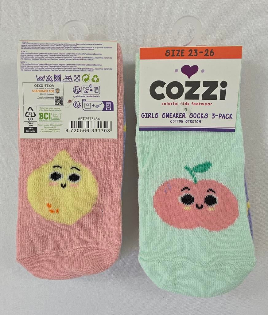 Cozzi sneaker sokken 2 X 3-pack maat 23-26. Voor €5,-, Ophalen of Verzenden, Nieuw, Meisje, Sokken