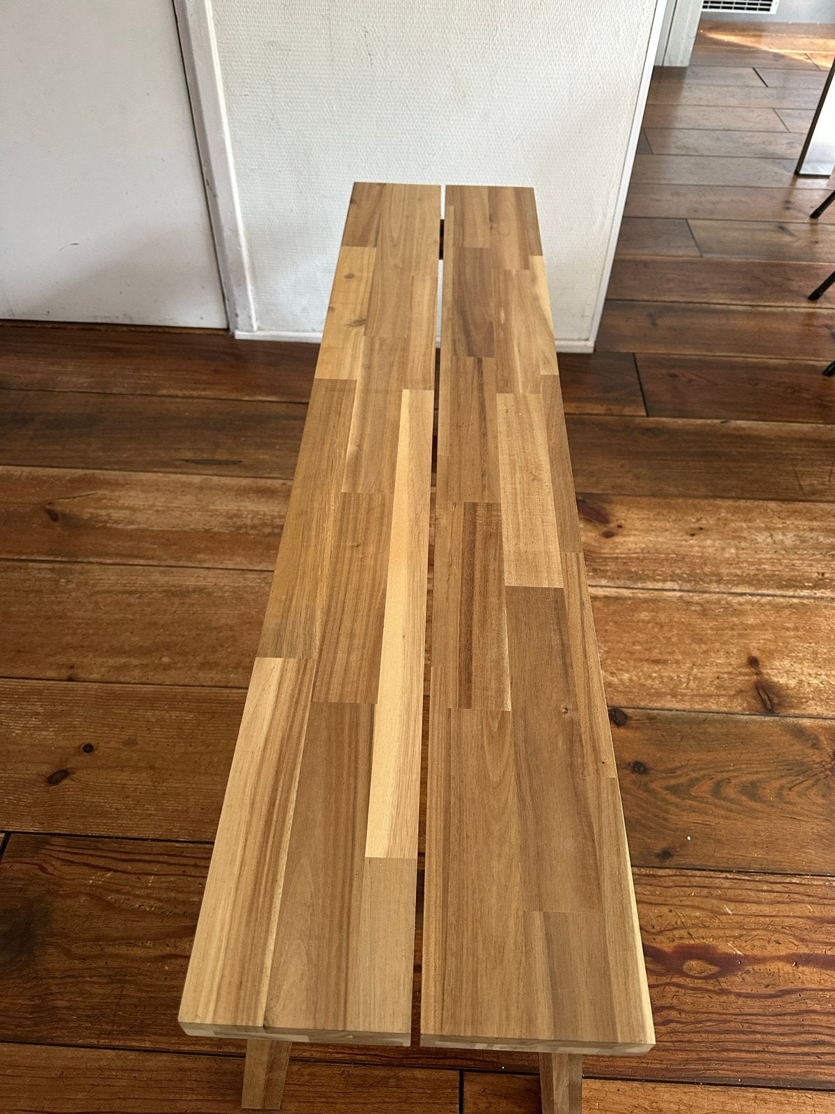 Houten bankje van massief hout, Ophalen, Bruin, Zo goed als nieuw, Eén
