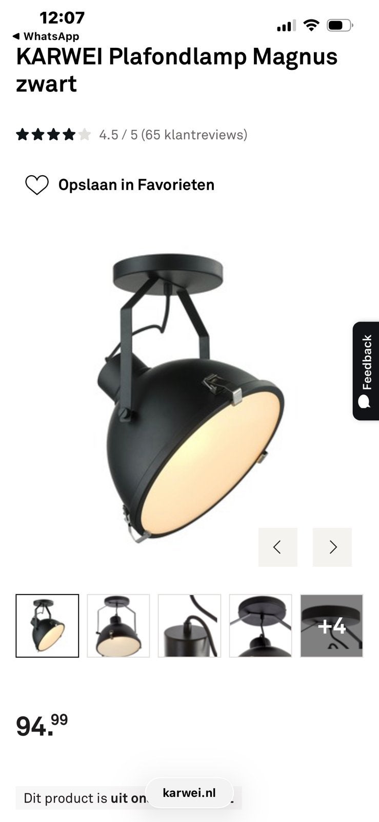 Industriele plafondlamp,Magnus van Karwei!, Huis en Inrichting, Lampen | Spots, Gebruikt, Overige merken, E27 (groot), Metaal