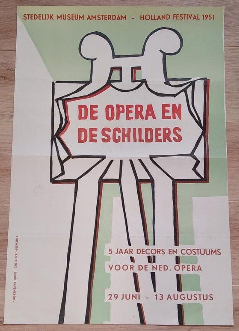 Vintage Holland Festival 1951 Poster - Stedelijk Museum, Ophalen of Verzenden, A1 t/m A3, Overige onderwerpen, Rechthoekig Staand