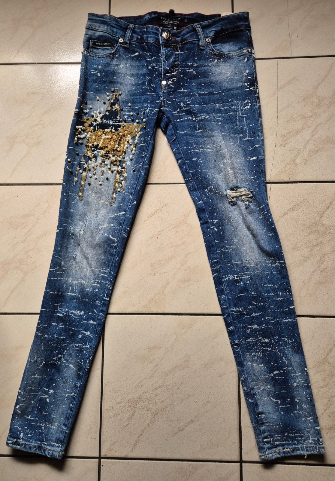 Philipp Plein spijkerbroek, Blauw, Ophalen of Verzenden, Zo goed als nieuw, W30 - W32 (confectie 38/40)