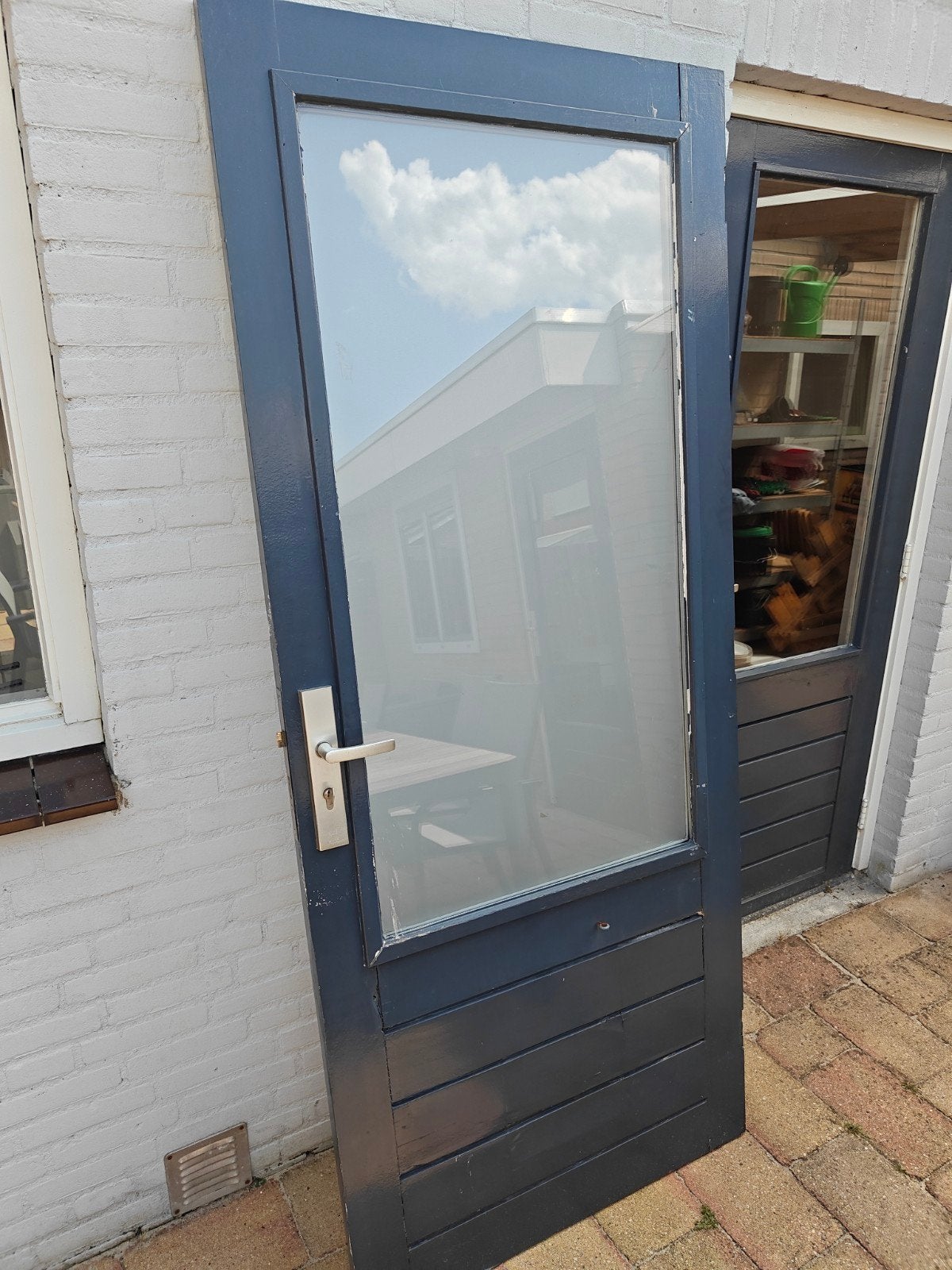 Buitendeur met dubbel glas, Ophalen, Gebruikt, 80 tot 100 cm, Buitendeur