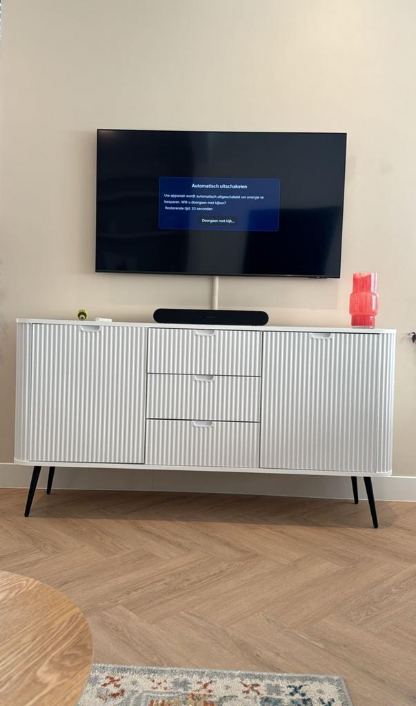 Wit Dressoir - TV Meubel Meubella, Huis en Inrichting, Kasten | Dressoirs, Zo goed als nieuw, 150 tot 200 cm, 25 tot 50 cm, Met lade(s)
