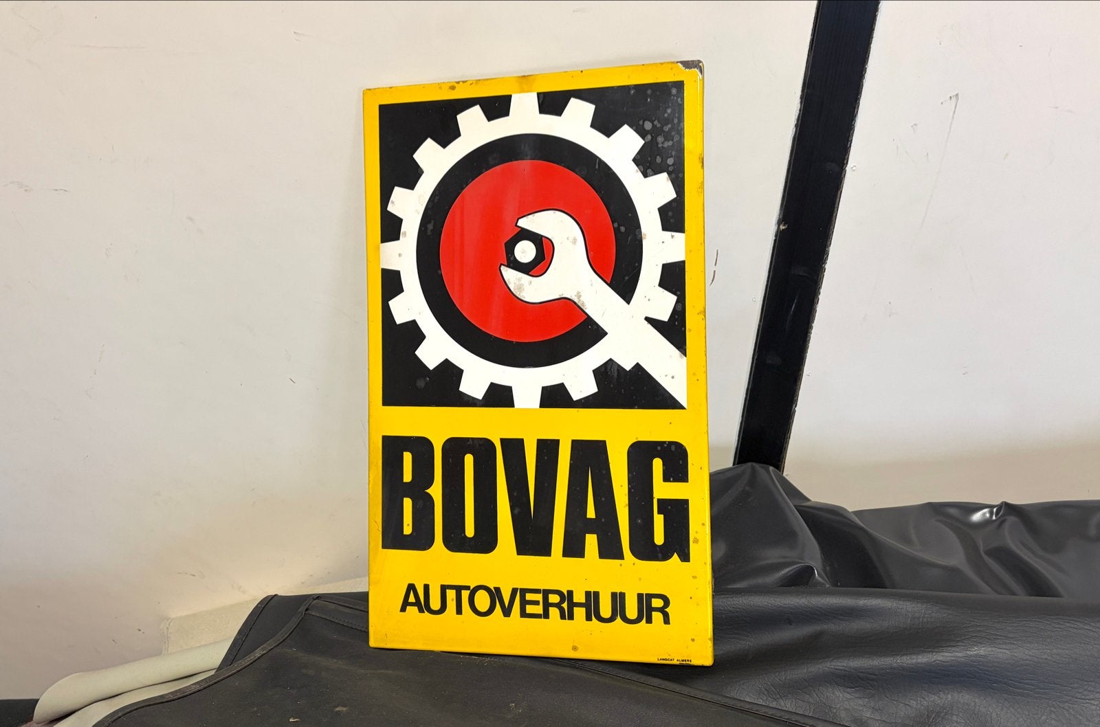 Emaille Bovag Autoverhuur bord van Langcat Almere, Ophalen of Verzenden