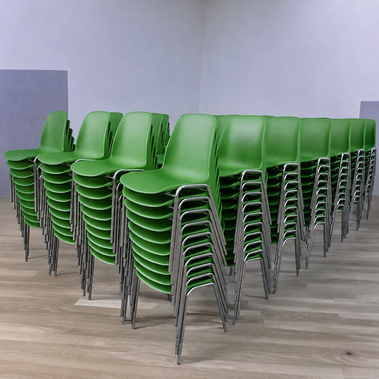 Nieuwe stapelbare stoel lichtgroen kantinestoel stapelstoel, Ophalen, Nieuw, Metaal, Vijf, Zes of meer stoelen
