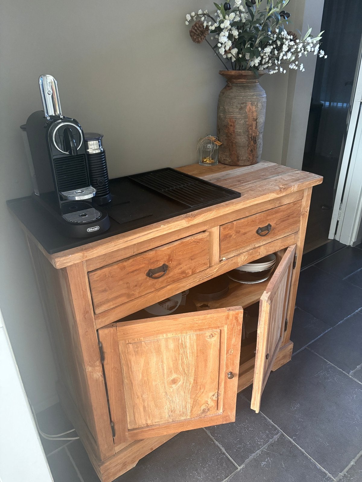 Landelijk kastje, Huis en Inrichting, Kasten | Ladekasten, Ophalen, 1 of 2 laden, Teakhout, 50 tot 100 cm