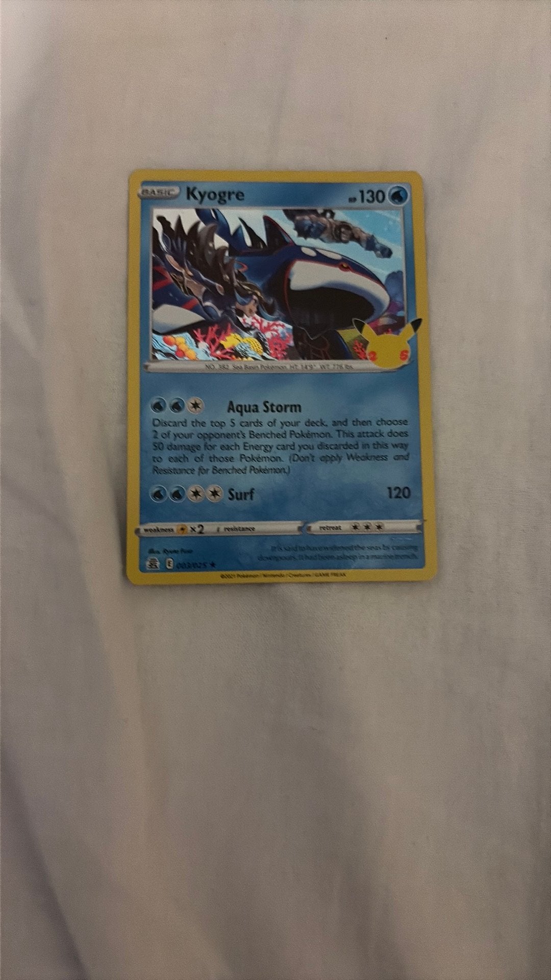 Pokémon kaart kyogre, Ophalen of Verzenden, Zo goed als nieuw