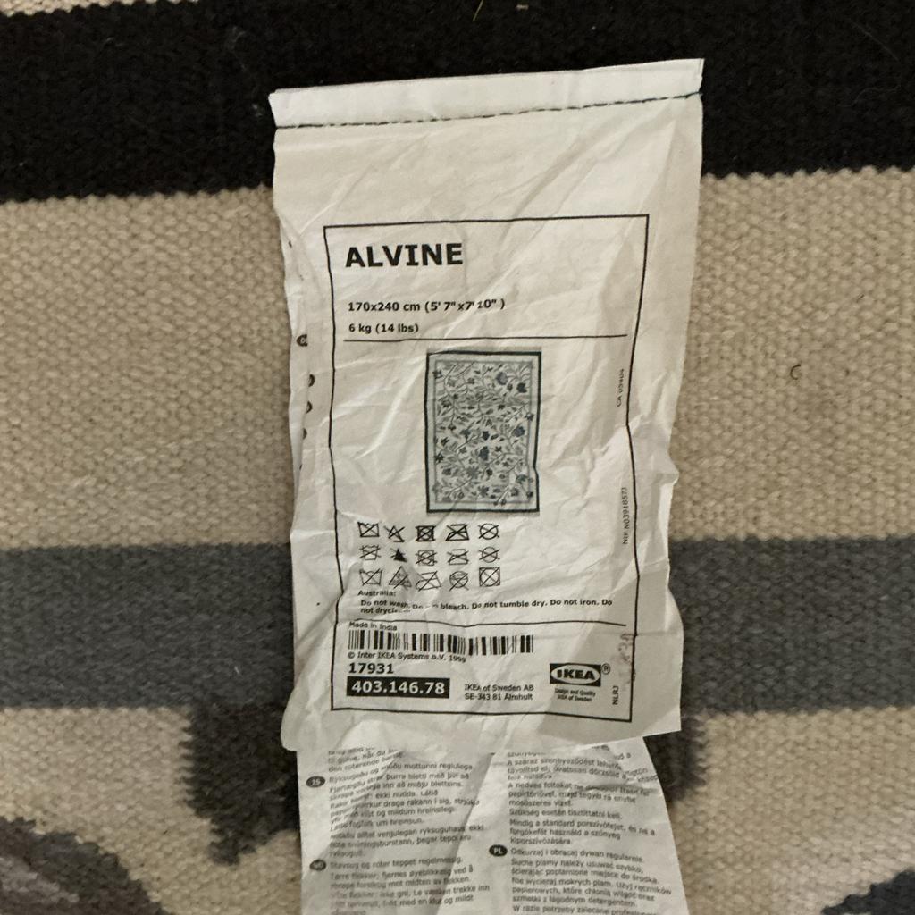 IKEA ALVINE 100% Zuiver Scheerwol Kleed 170x240 cm, Ophalen, Gebruikt, 150 tot 200 cm, 200 cm of meer