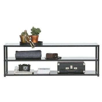 Woood TV-meubel Teun, zwart metaal 120/40/35, Ophalen, Gebruikt, 100 tot 150 cm, Minder dan 100 cm