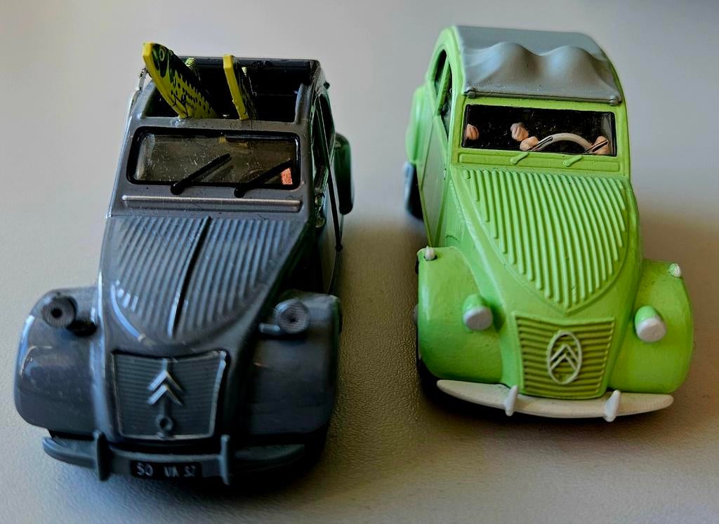 Set van 2 Citroën 2CV - Grijs en Groen, Overige merken, Gebruikt, 1:50 of kleiner, Auto
