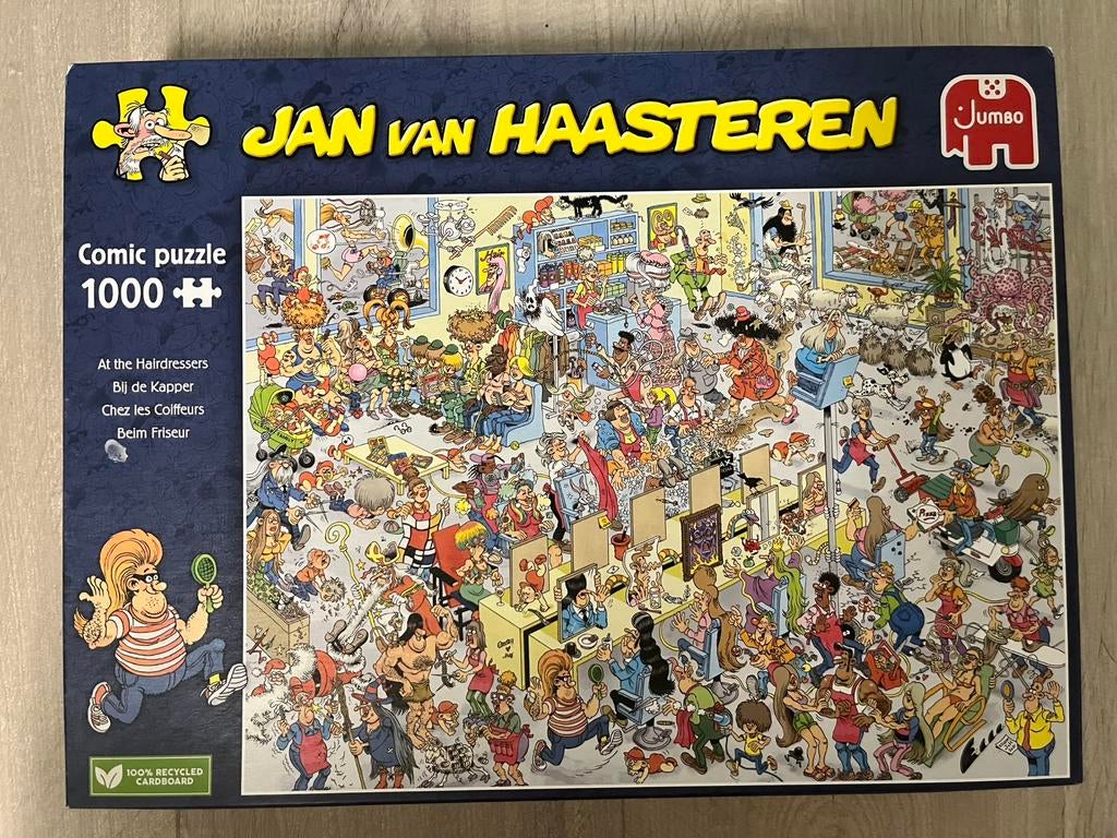 Bij de Kapper - Jan van Haasteren puzzel 1000 stukjes, Hobby en Vrije tijd, Denksport en Puzzels, Ophalen of Verzenden, 500 t/m 1500 stukjes