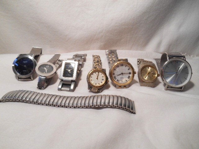 Lot van 7 DAMES horloges, reparatie/onderdelen, Overige merken, Staal, Gebruikt, Polshorloge