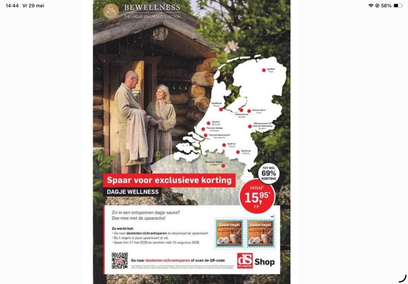 Sauna zegels, Twee personen, Kortingsbon, Spa of Sauna