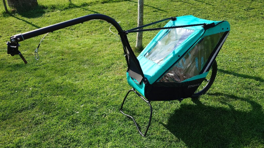 Tout terrain single trailer fietskar kinderkar + toebehoren, Fietsen en Brommers, Fietsaccessoires | Aanhangers en Karren, Zo goed als nieuw