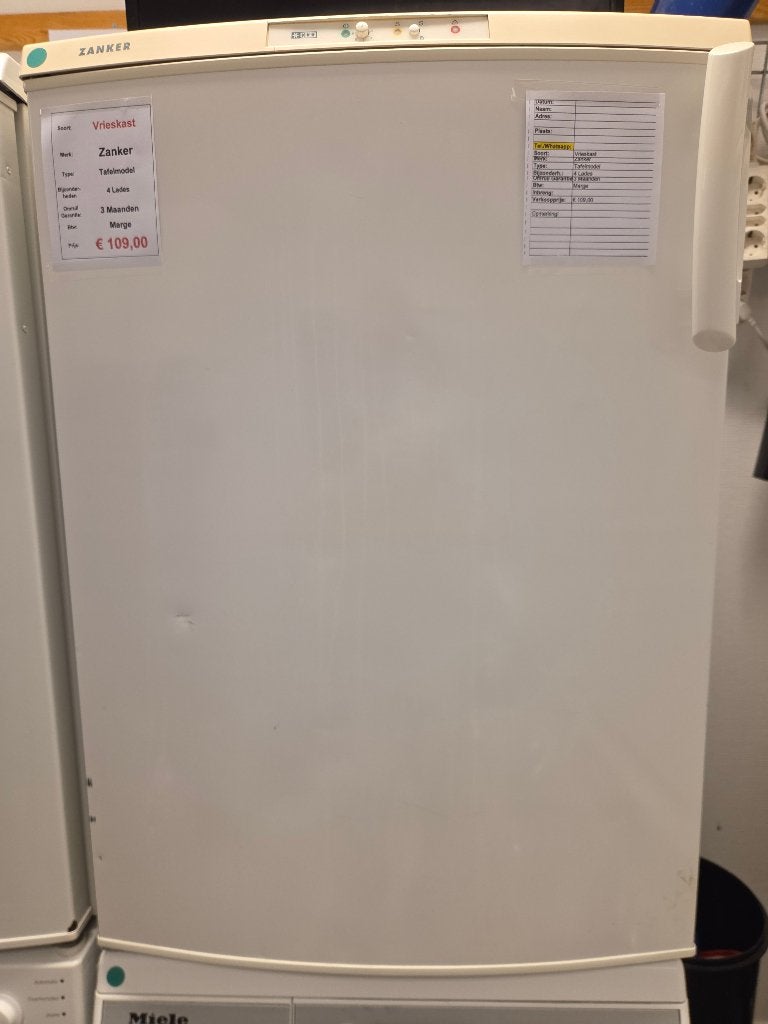vrieskast - Zanker - tafelmodel - 4 lades, Gebruikt, Service.informatie@electrolux.nl, Vrijstaand, Ophalen