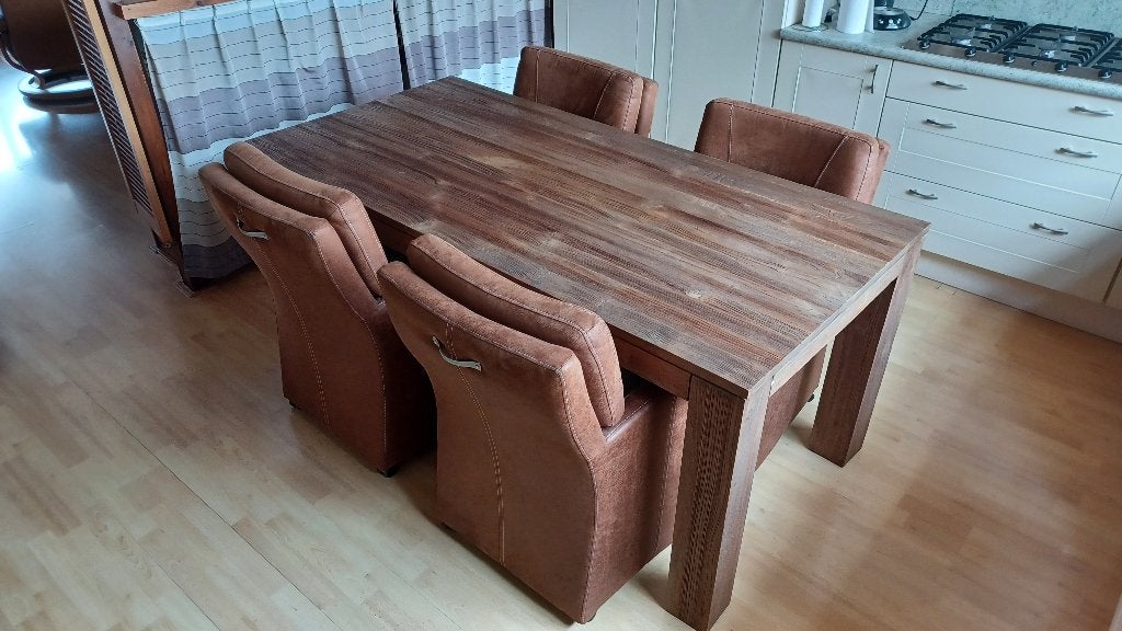 Te koop: mooie eettafel met stoelen, Huis en Inrichting, Tafels | Eettafels, Ophalen, Gebruikt, 50 tot 100 cm, 150 tot 200 cm