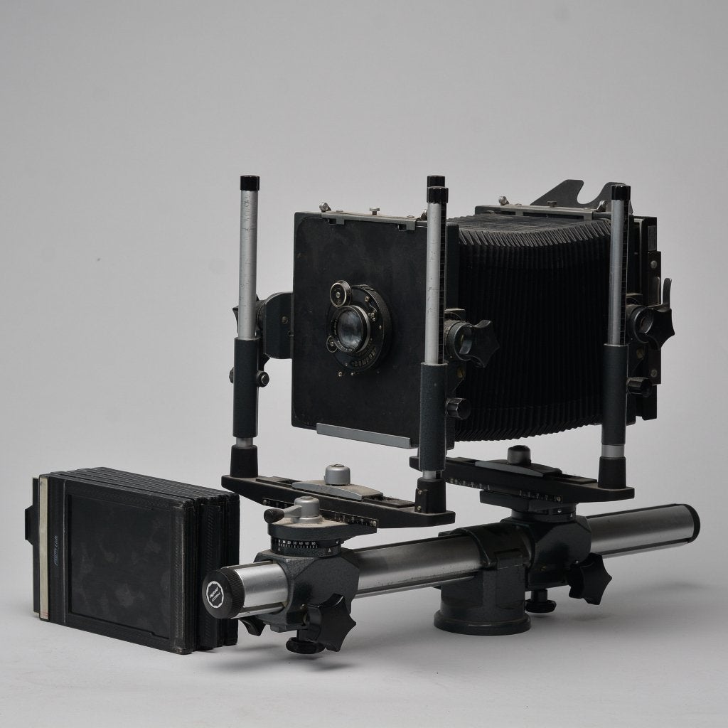 Grootformaat camera met balg en statief, Ophalen of Verzenden, Gebruikt, Spiegelreflex, Overige Merken