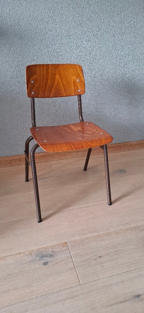 Vintage schoolstoel - Houten zitting en rugleuning, Ophalen