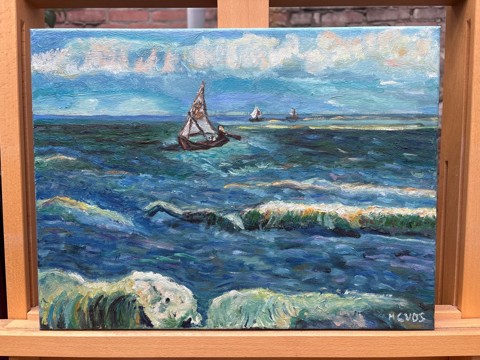 Olieverfschilderij 30x40cm op canvasdoek, Ophalen, Maritiem / water, Doek, Impressionistisch