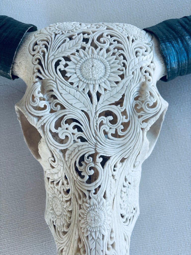 Decoratieve Buffelschedel, Oosters, Ophalen, Zo goed als nieuw, Wit