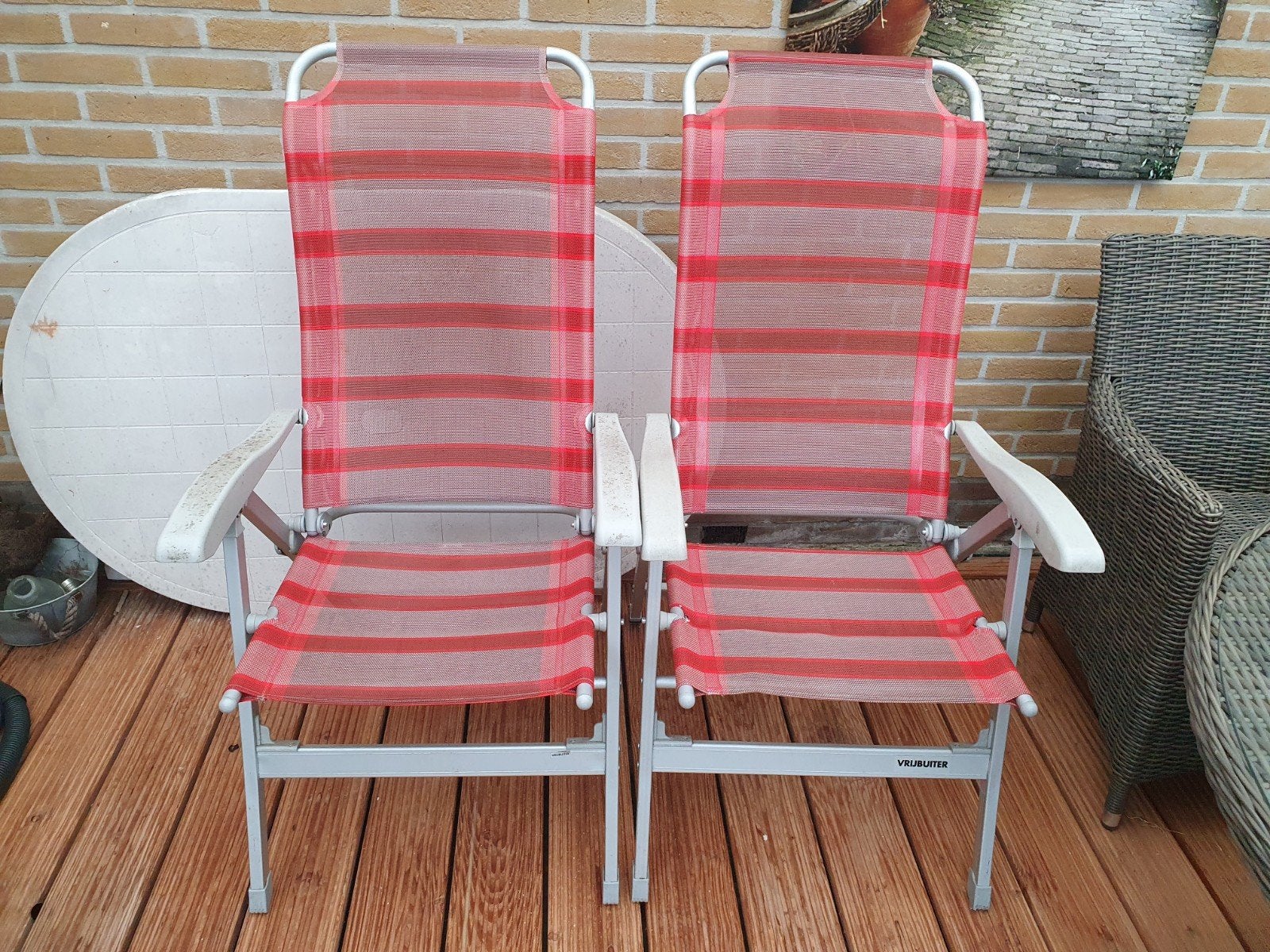 Twee campingstoelen, Tuin en Terras, Ophalen, Gebruikt, Textileen, Inklapbaar