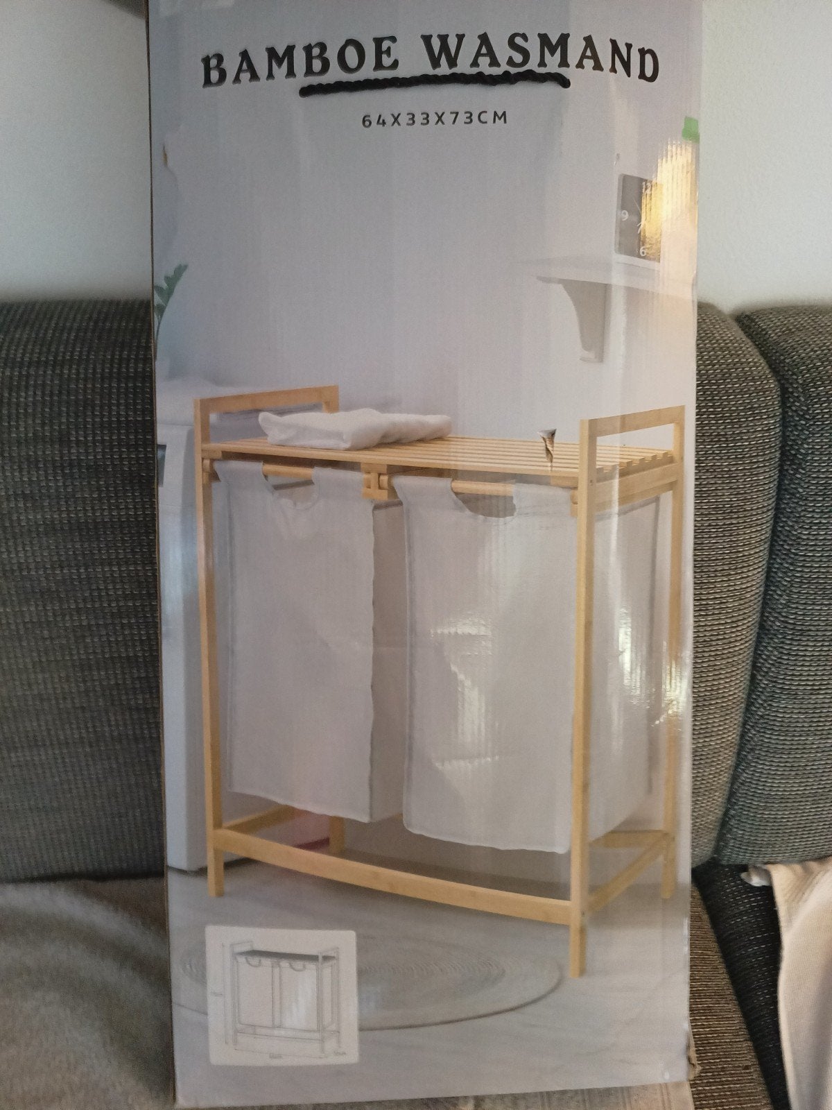 Wasmand bamboe, Ophalen, Zo goed als nieuw, Grijs