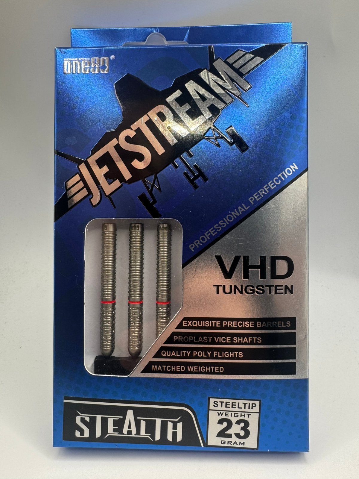 One80 Jetstream Stealth 23 Gram Dartpijlen, Sport en Fitness, Ophalen of Verzenden, Zo goed als nieuw, Nvt, Pijlen