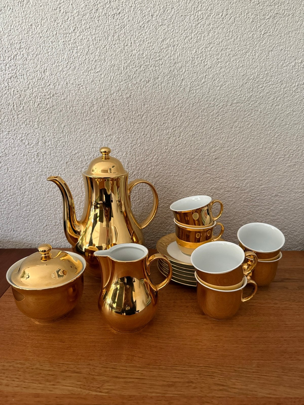 Schirnding Bavaria 15-delig goudkleurig koffieservies, Antiek en Kunst, Ophalen
