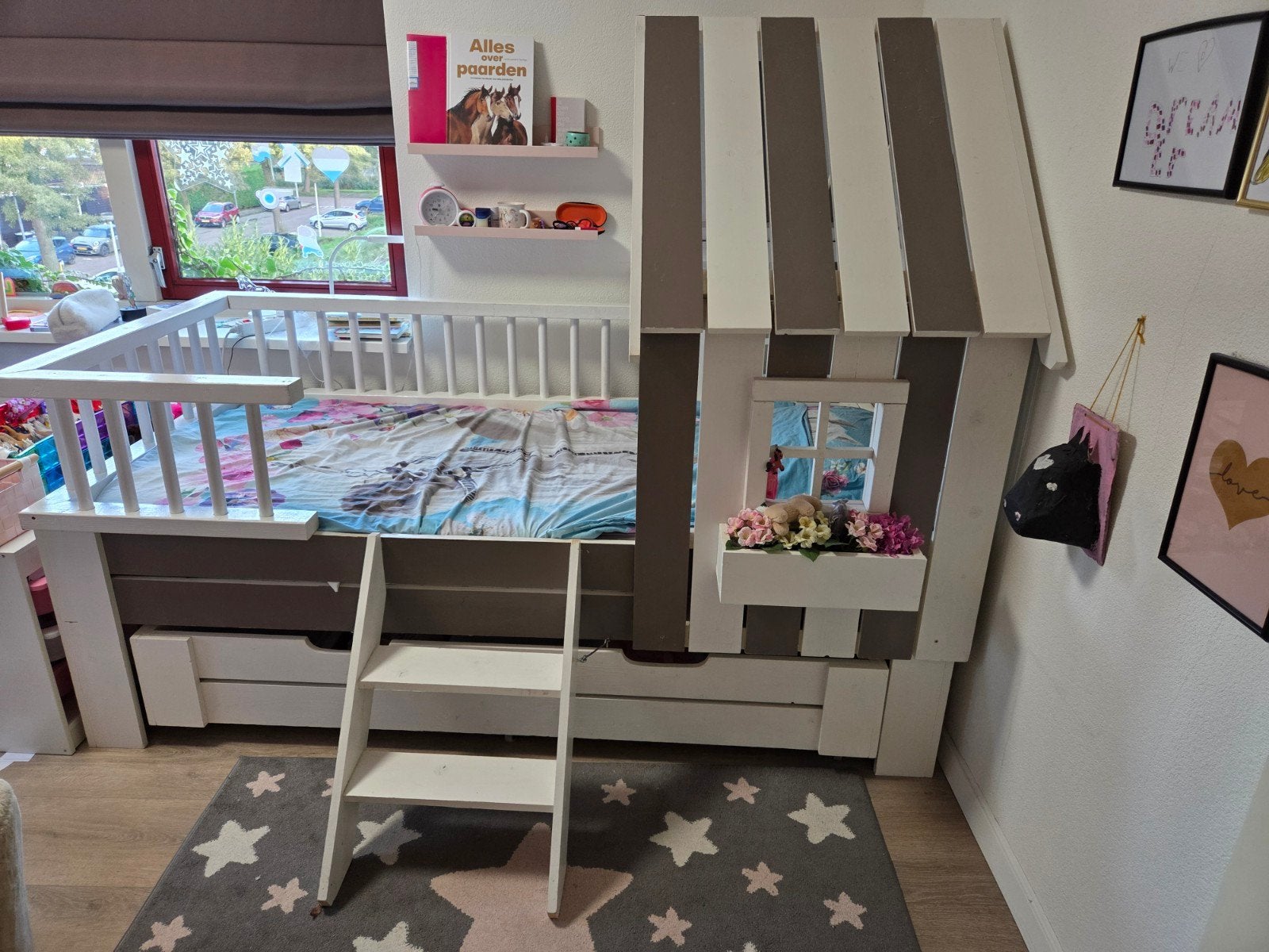 Uniek Boomhutbed op Maat - Inclusief Matras 90x200cm, Ophalen, 85 tot 100 cm, Gebruikt, Hoogslaper of Stapelbed