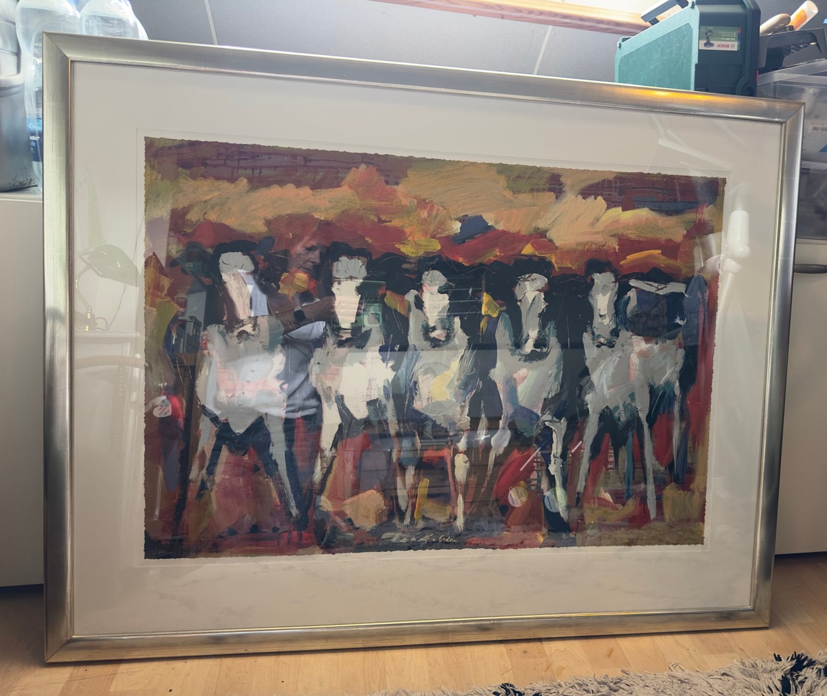 Ingelijste zeefdruk ‘Girls from Holland’, Ophalen, Achter glas, Dieren