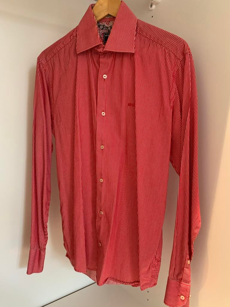 McGregor Distinction Regular Fit overhemd rood gestreept, Verzenden, Zo goed als nieuw, Rood, Halswijdte 39/40 (M)