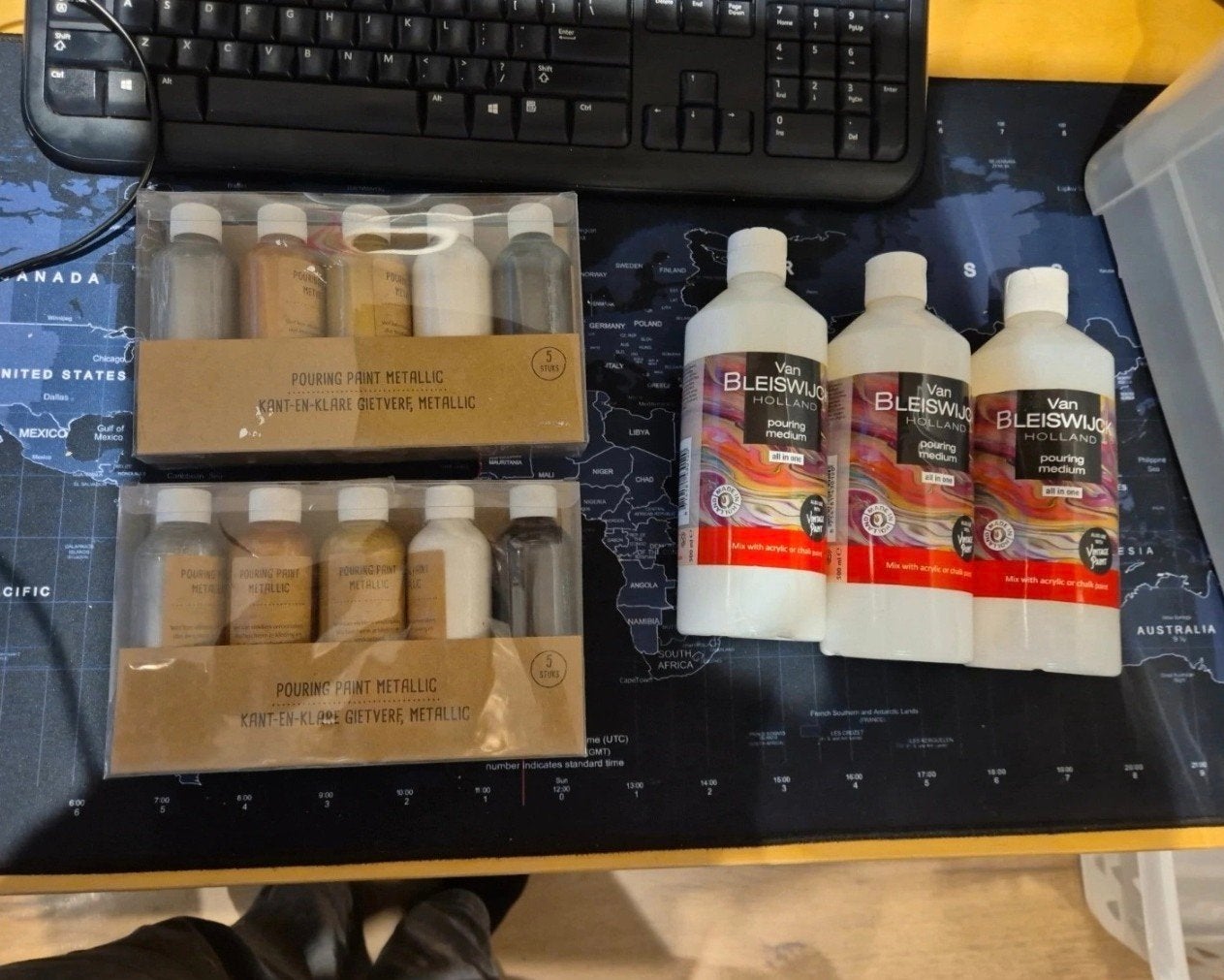 Acryl Gieten Verf Set: Pouring Medium & Metallic Verf, Verzenden, Nieuw, Acrylverf