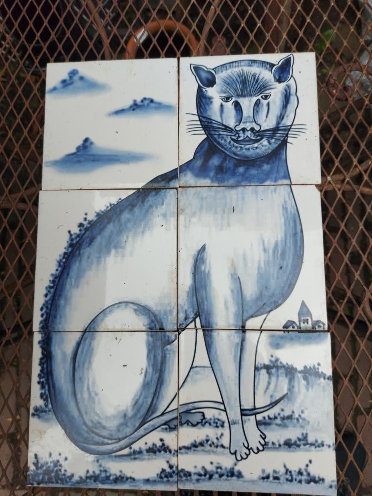 Antiek tegeltableau cadeau compl  26x 39 x0,7 cm volkskunst, Ophalen of Verzenden