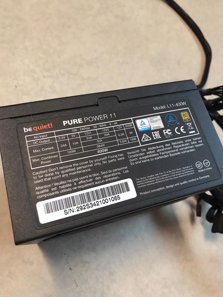 Psu voeding be quiet atx PURE POWER 11 400w, Ophalen of Verzenden, Zo goed als nieuw