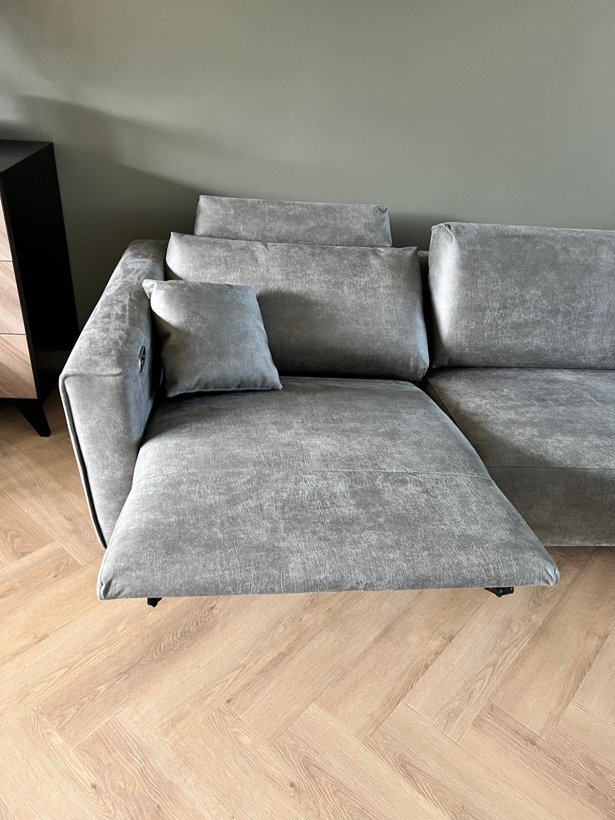 Bankstel talsano 3-zits microleder elektrisch deel 346x155, Ophalen, Zo goed als nieuw, Stof
