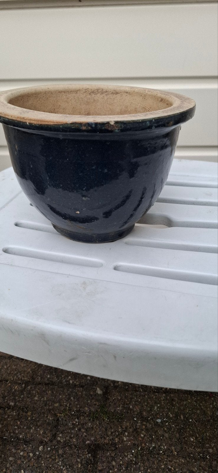 Blauw aardewerk bloempot, Ophalen, Gebruikt, Rond, Minder dan 40 cm