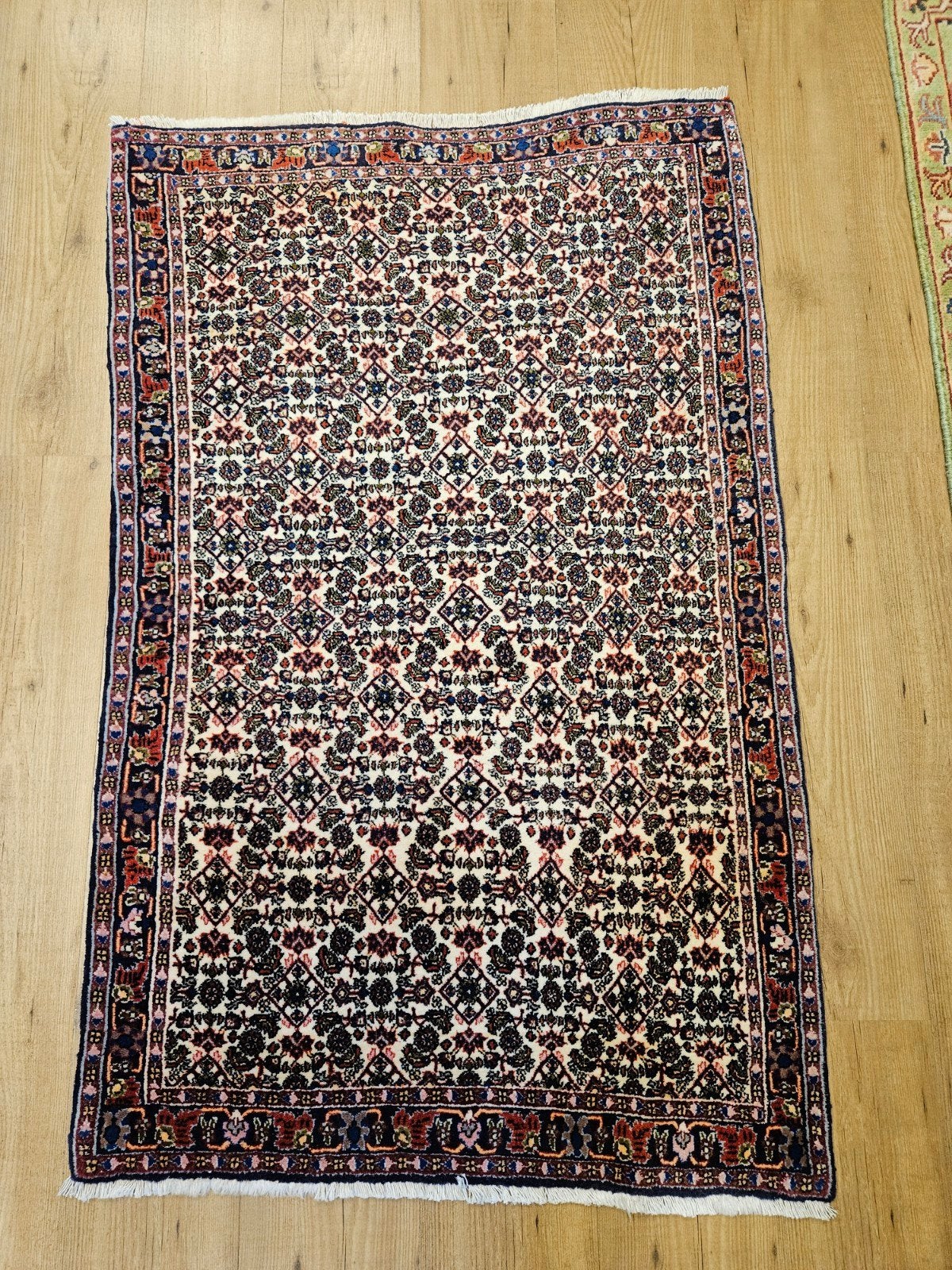 Vintage handgeknoopt perzisch tapijt bidjar 142 84, Info@SlatsAntiek.nl, Tweedehands, Perzisch, Crème